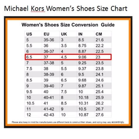 do michael kors shoes run small or large|Michael Kors size chart uk.